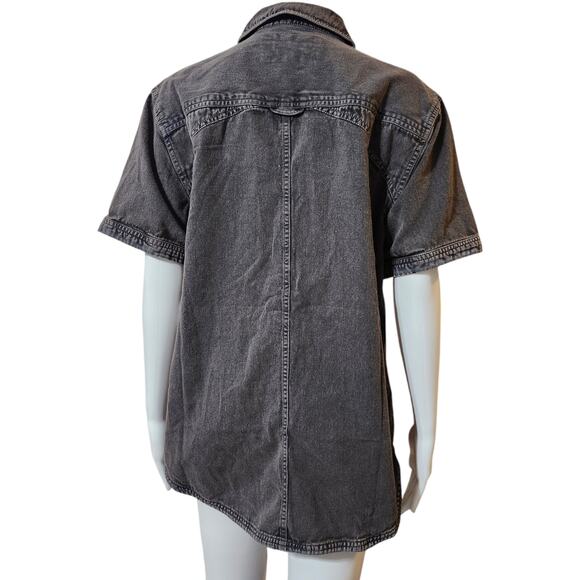 NEW Free People Dirty Deeds Onyx Black Button Up Shirt XS - Picture 6 of 7